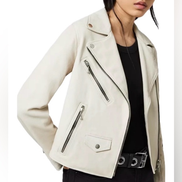 All Saints Riley Leather Biker Jacket - Picture 3 of 12